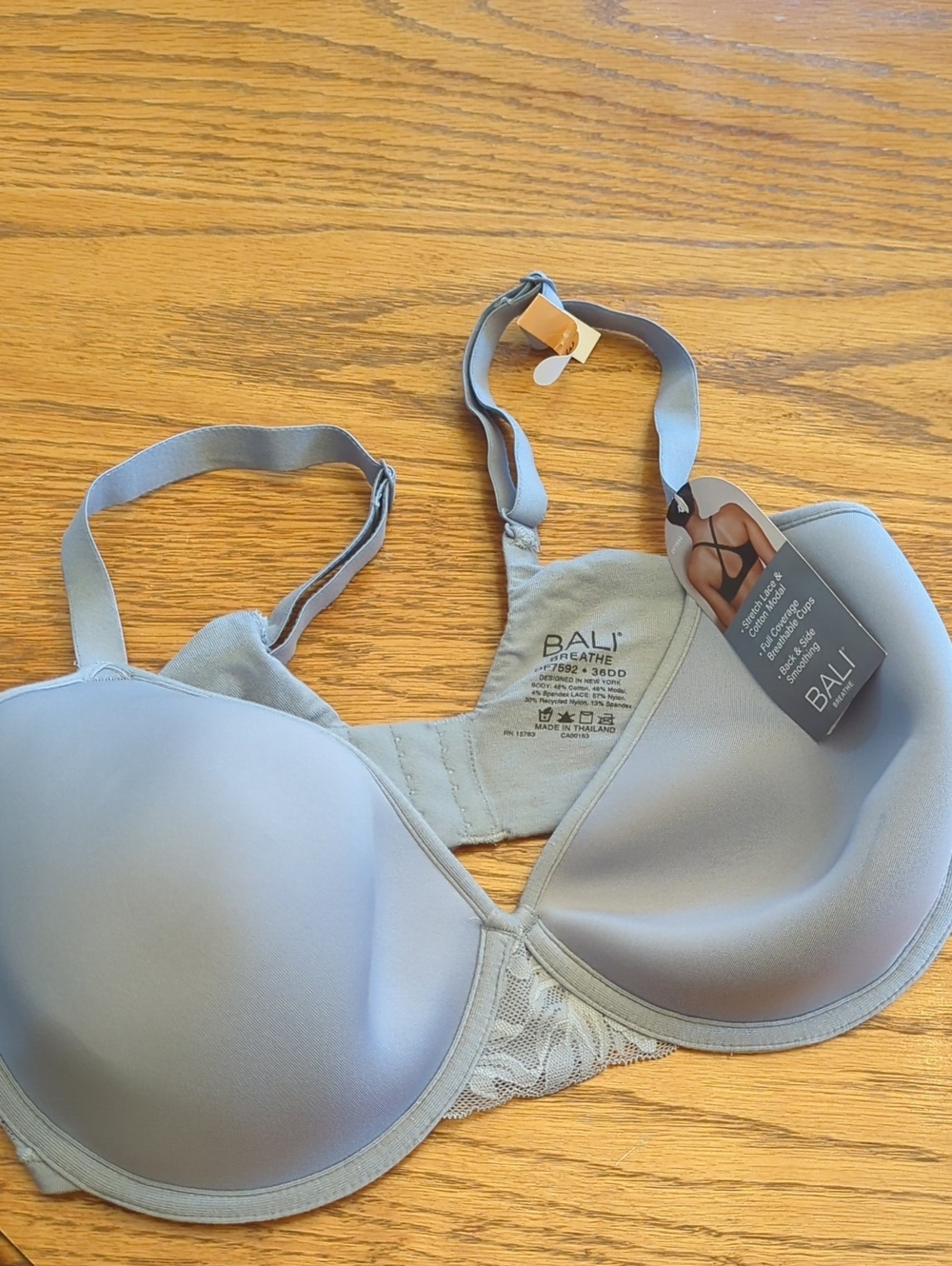 Bali Light Blue Smooth Molded Underwire Bra with Lace Accent